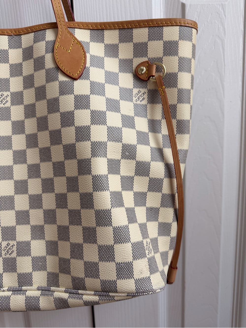 Fashion Inspired Checkered Canvas Tote Bag in Beige and Tan - Picture 3 of 16